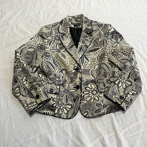 Norton McNaughton Black and Cream Floral Blazer